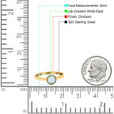 Petite Dainty Lab Opal Ring Solid Round Oxidized 925 Sterling Silver