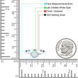 Petite Dainty Round Lab Opal Promise Ring Solid Oxidized 925 Sterling Silver (6mm)