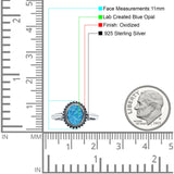 Petite Dainty Lab Opal Ring Solid Round Oxidized 925 Sterling Silver