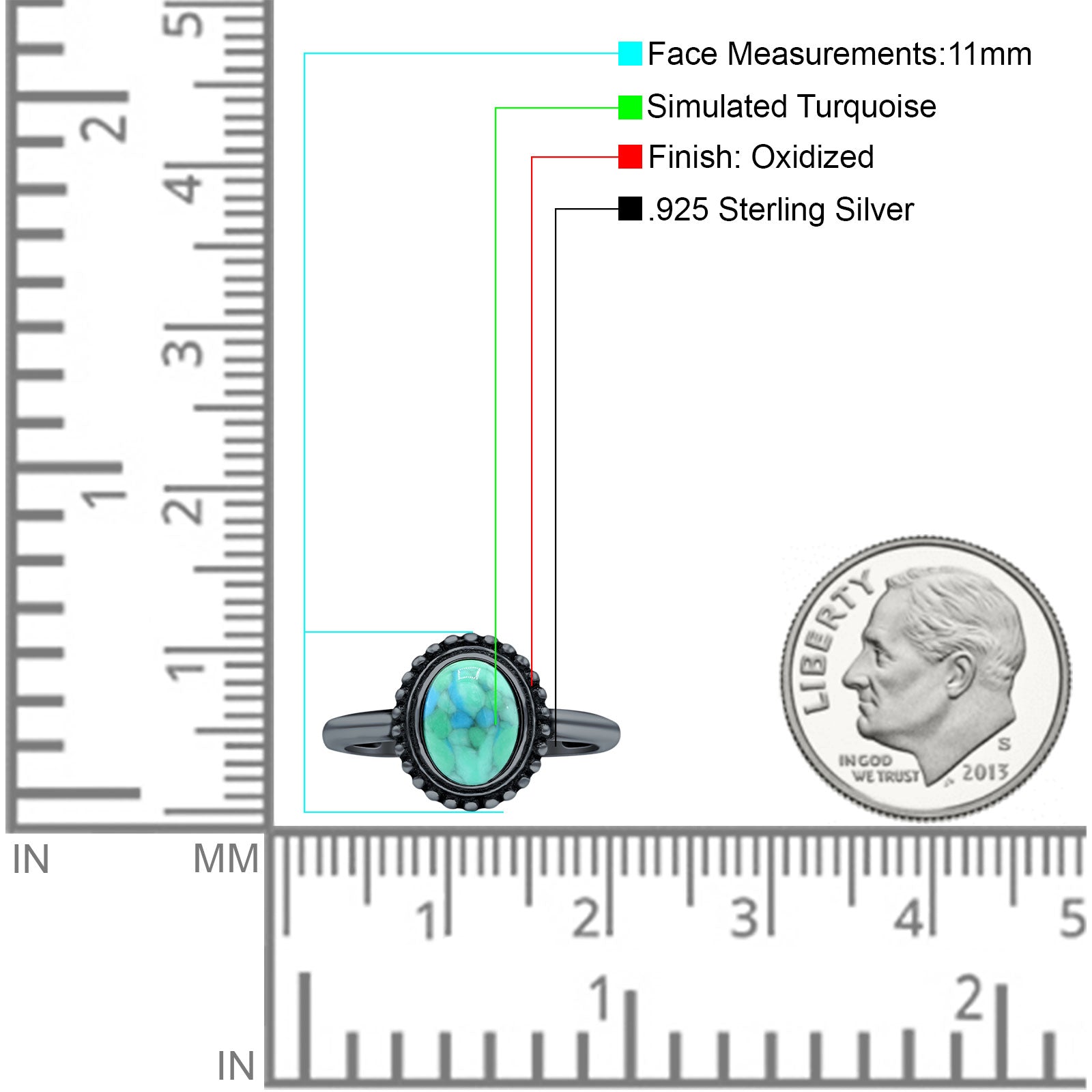 Petite Dainty Lab Opal Ring Solid Round Oxidized 925 Sterling Silver
