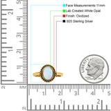 Petite Dainty Lab Opal Ring Solid Round Oxidized 925 Sterling Silver