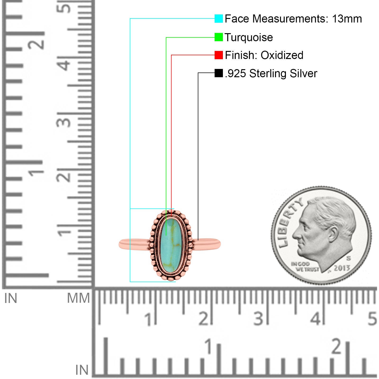 Vintage Style Oval Lab Opal Ring Solid Oxidized 925 Sterling Silver (13mm)