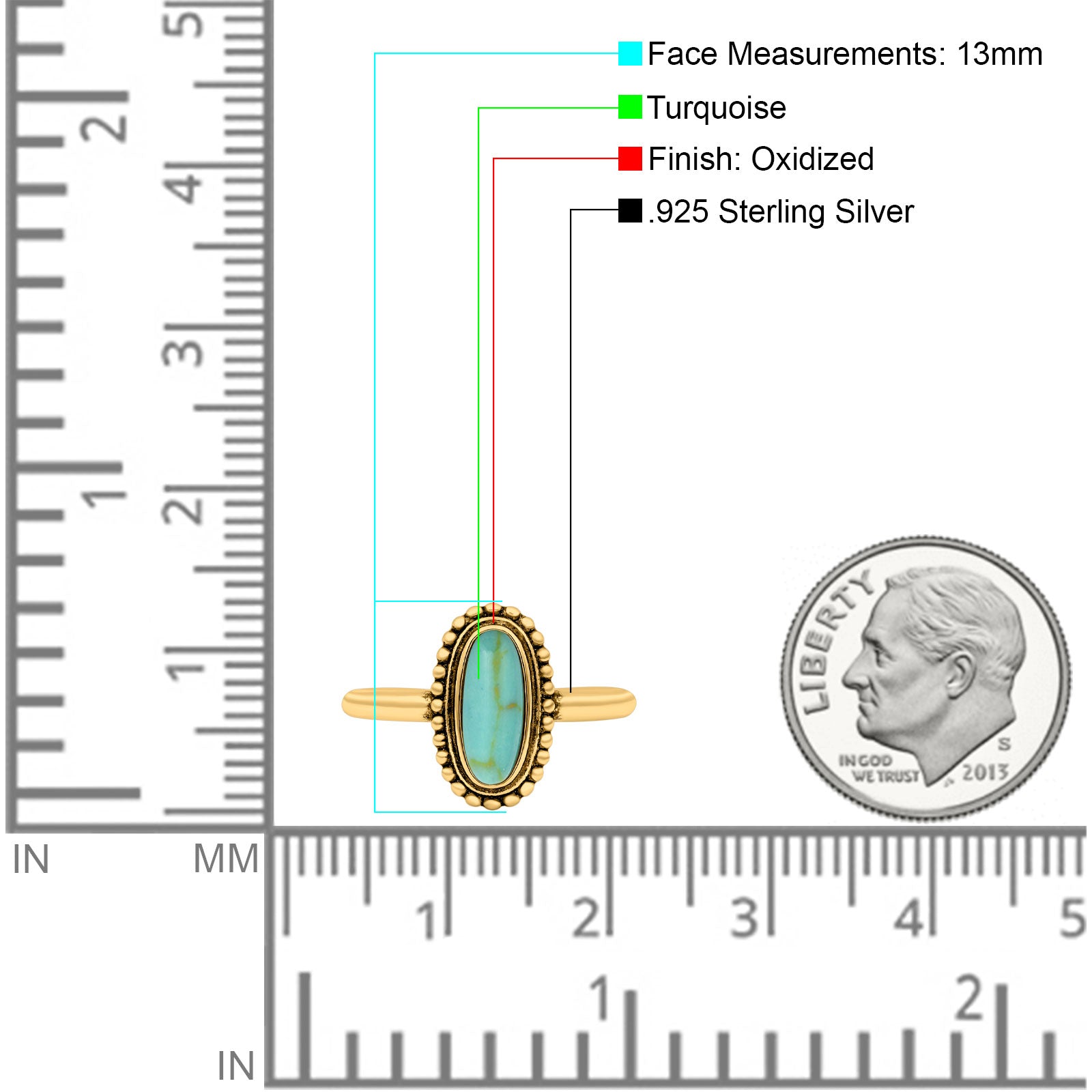 Vintage Style Oval Lab Opal Ring Solid Oxidized 925 Sterling Silver (13mm)