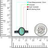 Petite Dainty Cross Vintage Style Lab Opal Ring Solid Oval Oxidized 925 Sterling Silver