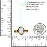 Petite Dainty Cross Vintage Style Lab Opal Ring Solid Oval Oxidized 925 Sterling Silver