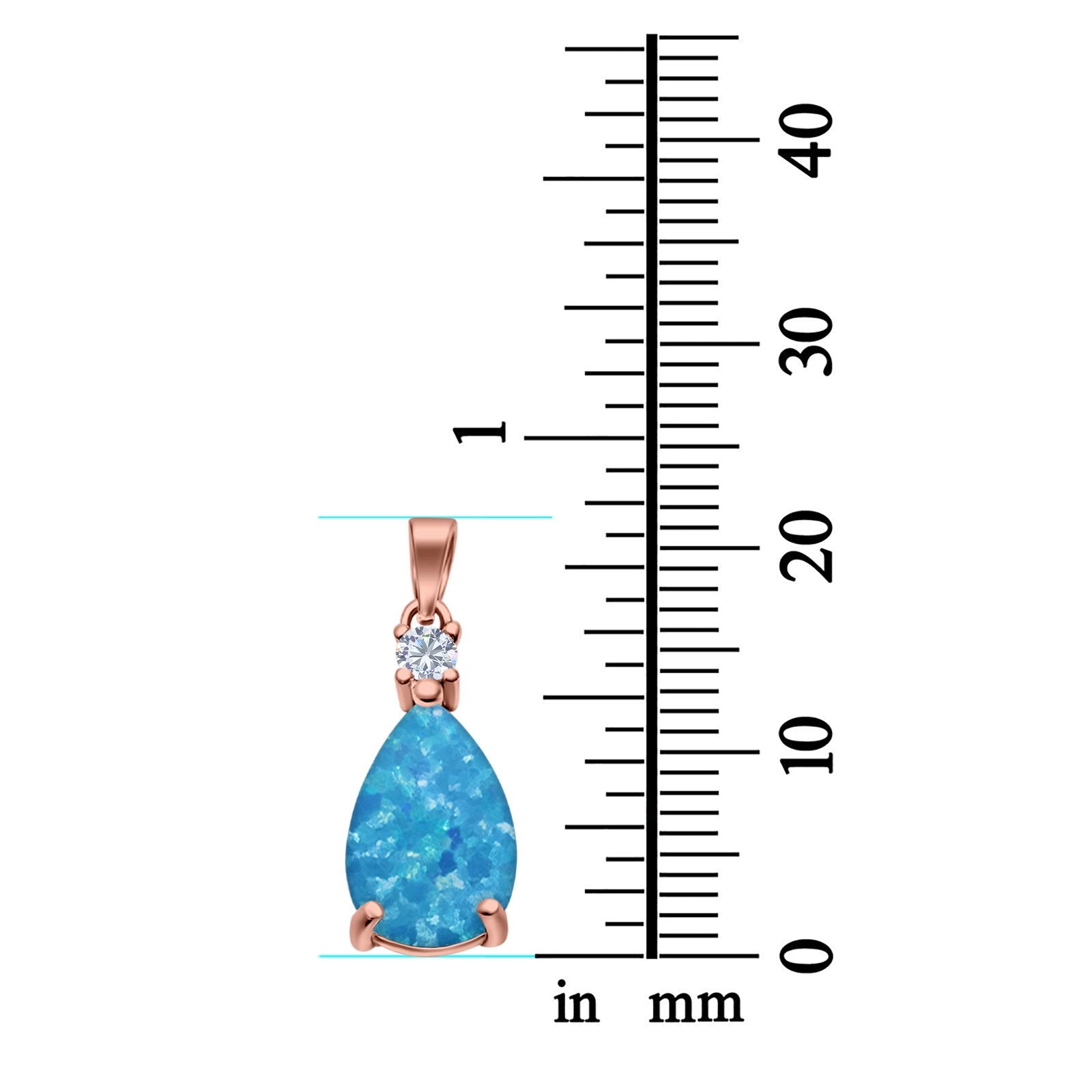 Pear Shape Lab Created Opal Simulated CZ 925 Sterling Silver Charm Pendant (21.5mm)