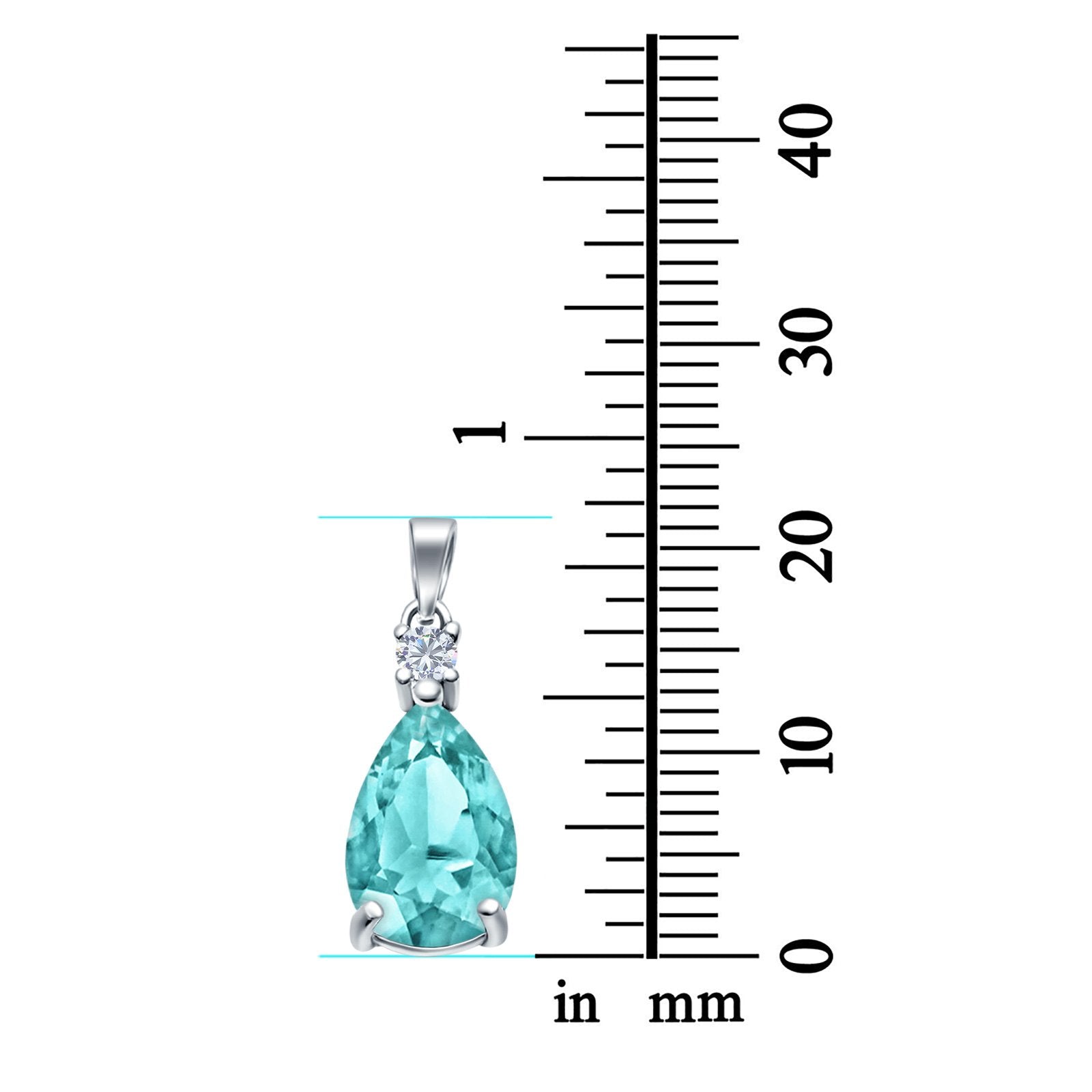 Pear Shape Lab Created Opal Simulated CZ 925 Sterling Silver Charm Pendant (21.5mm)