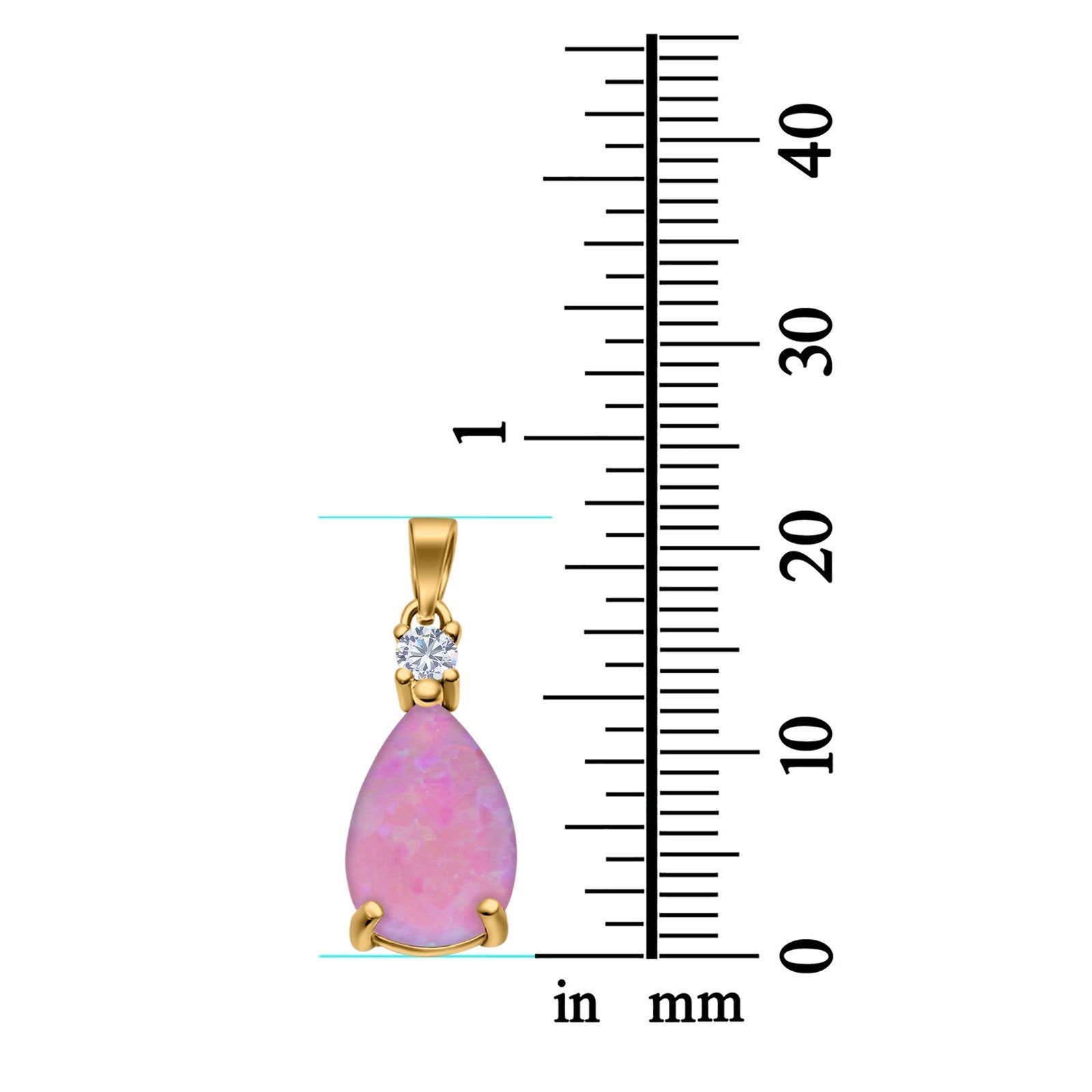 Pear Shape Lab Created Opal Simulated CZ 925 Sterling Silver Charm Pendant (21.5mm)