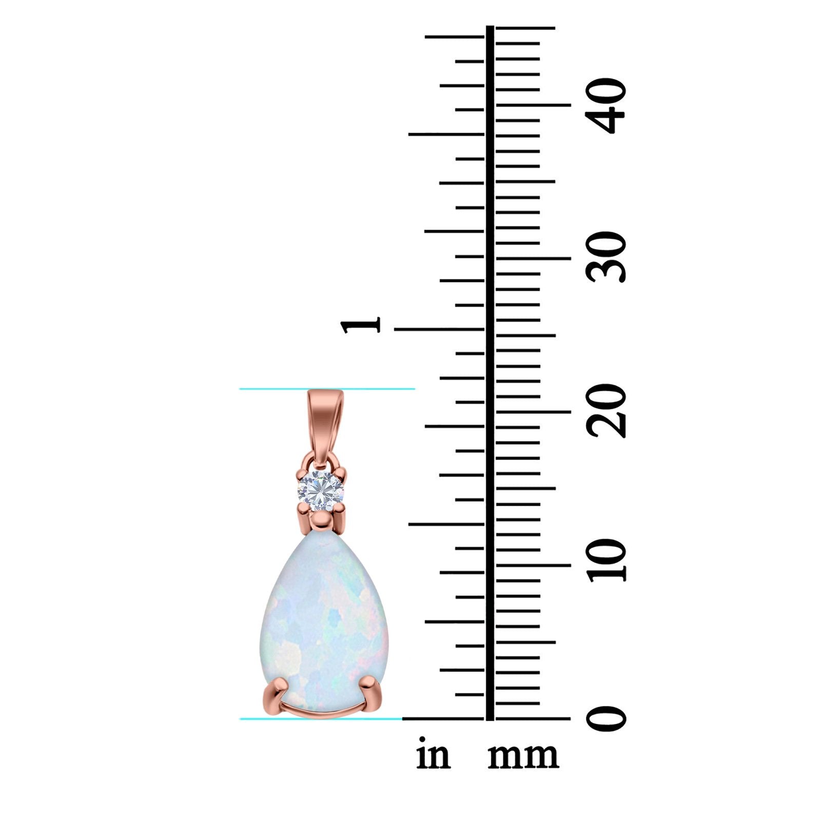 Pear Shape Lab Created Opal Simulated CZ 925 Sterling Silver Charm Pendant (21.5mm)