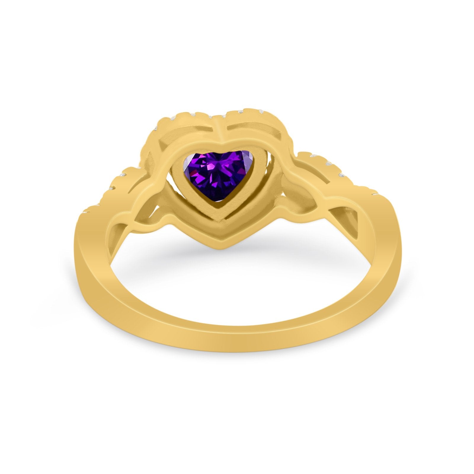 Heart Promise Ring Round Simulated Cubic Zirconia  925 Sterling Silver
