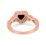 Heart Promise Ring Round Simulated Cubic Zirconia  925 Sterling Silver