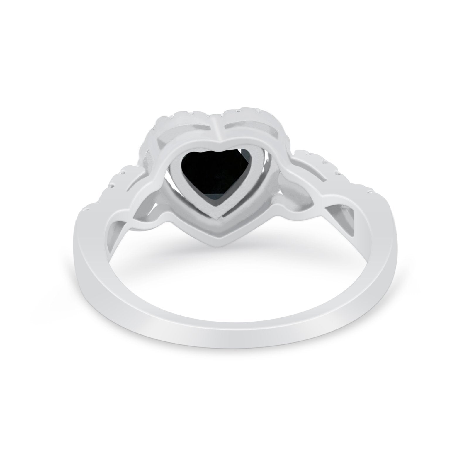 Heart Promise Ring Round Simulated Cubic Zirconia  925 Sterling Silver