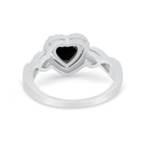 Heart Promise Ring Round Simulated Cubic Zirconia  925 Sterling Silver