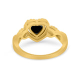 Heart Promise Ring Round Simulated Cubic Zirconia  925 Sterling Silver