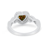 Heart Promise Ring Round Simulated Cubic Zirconia  925 Sterling Silver