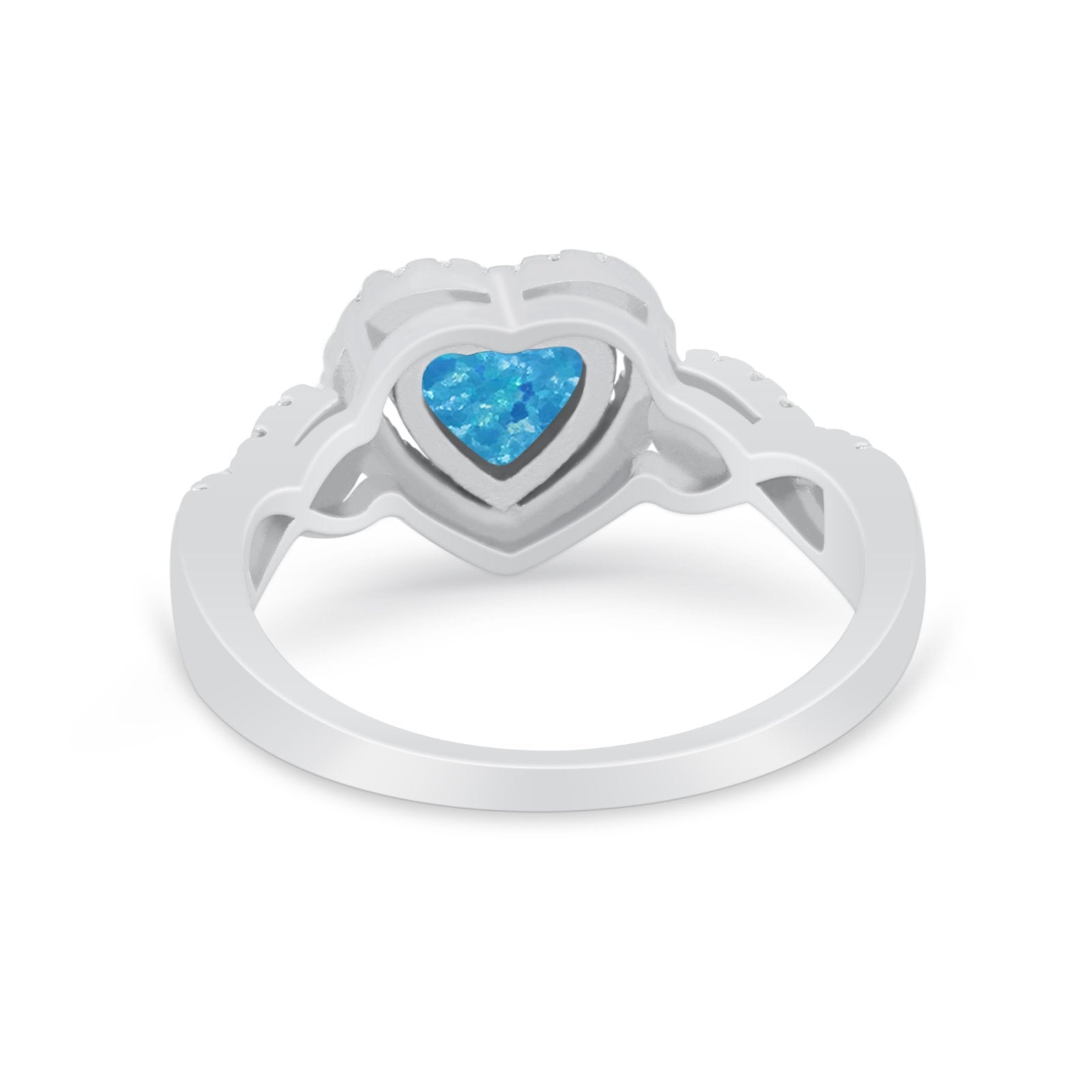 Heart Promise Ring Round Simulated Cubic Zirconia  925 Sterling Silver