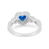 Heart Promise Ring Round Simulated Cubic Zirconia  925 Sterling Silver