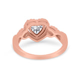 Heart Promise Ring Round Simulated Cubic Zirconia  925 Sterling Silver