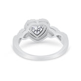 Heart Promise Ring Round Simulated Cubic Zirconia  925 Sterling Silver
