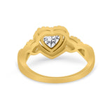 Heart Promise Ring Round Simulated Cubic Zirconia  925 Sterling Silver