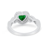Heart Promise Ring Round Simulated Cubic Zirconia  925 Sterling Silver