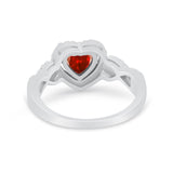 Heart Promise Ring Round Simulated Cubic Zirconia  925 Sterling Silver
