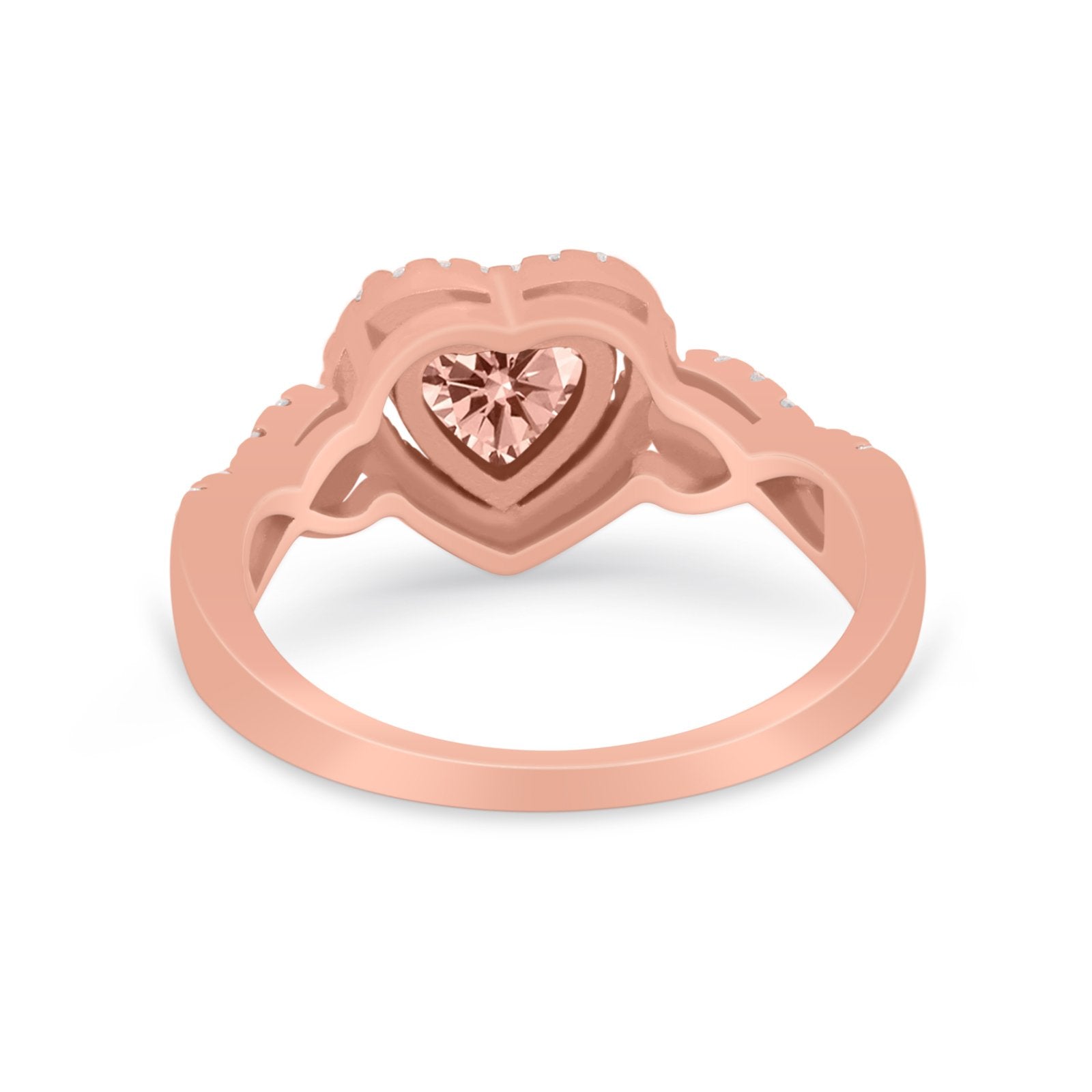 Heart Promise Ring Round Simulated Cubic Zirconia  925 Sterling Silver