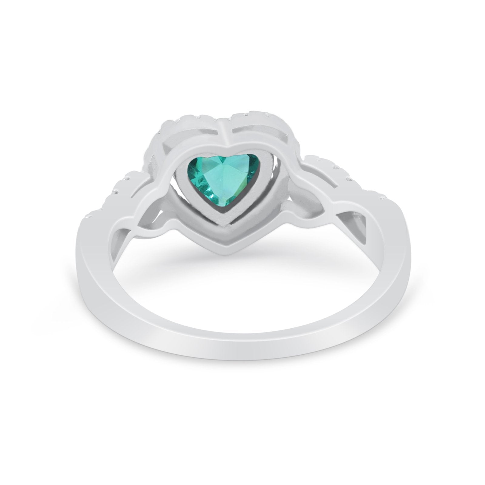 Heart Promise Ring Round Simulated Cubic Zirconia  925 Sterling Silver