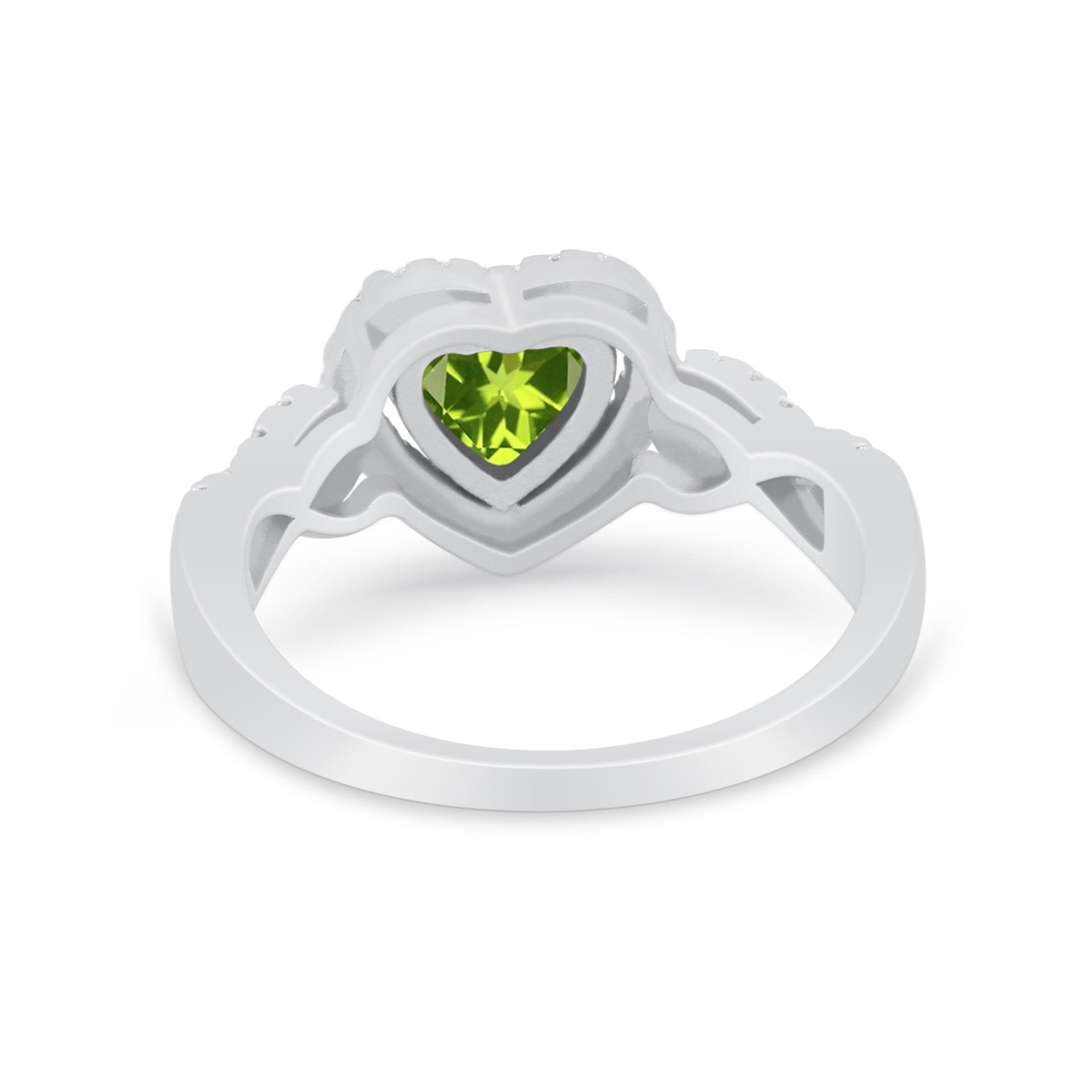 Heart Promise Ring Round Simulated Cubic Zirconia  925 Sterling Silver