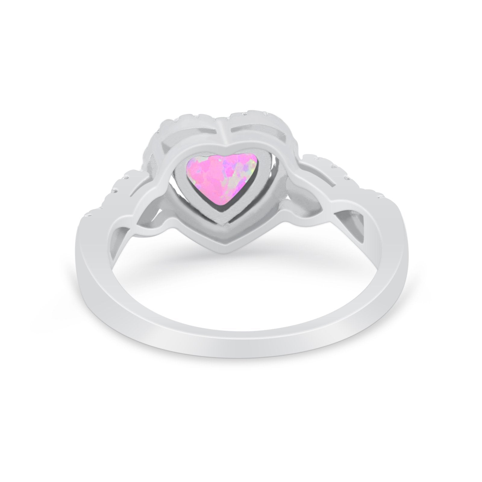 Heart Promise Ring Round Simulated Cubic Zirconia  925 Sterling Silver