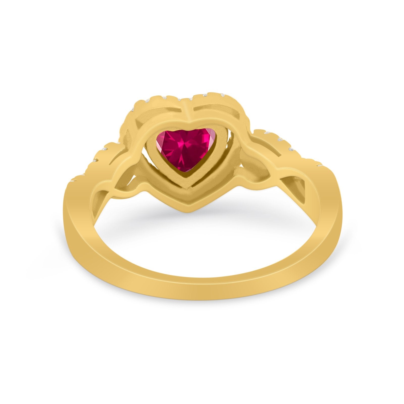 Heart Promise Ring Round Simulated Cubic Zirconia  925 Sterling Silver