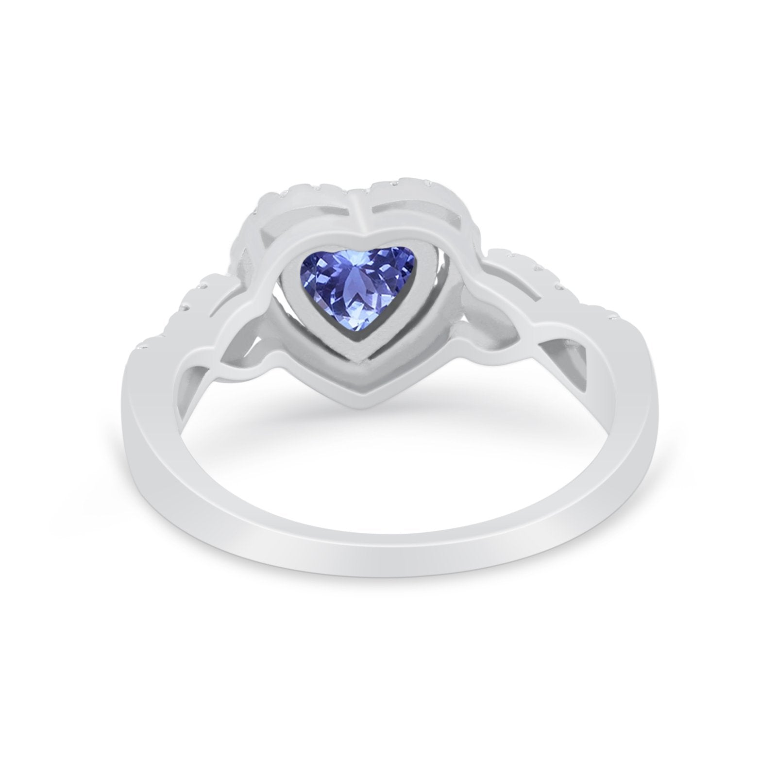 Heart Promise Ring Round Simulated Cubic Zirconia  925 Sterling Silver