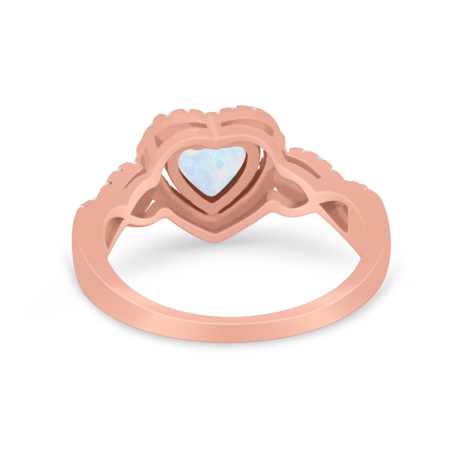 Heart Promise Ring Round Simulated Cubic Zirconia  925 Sterling Silver