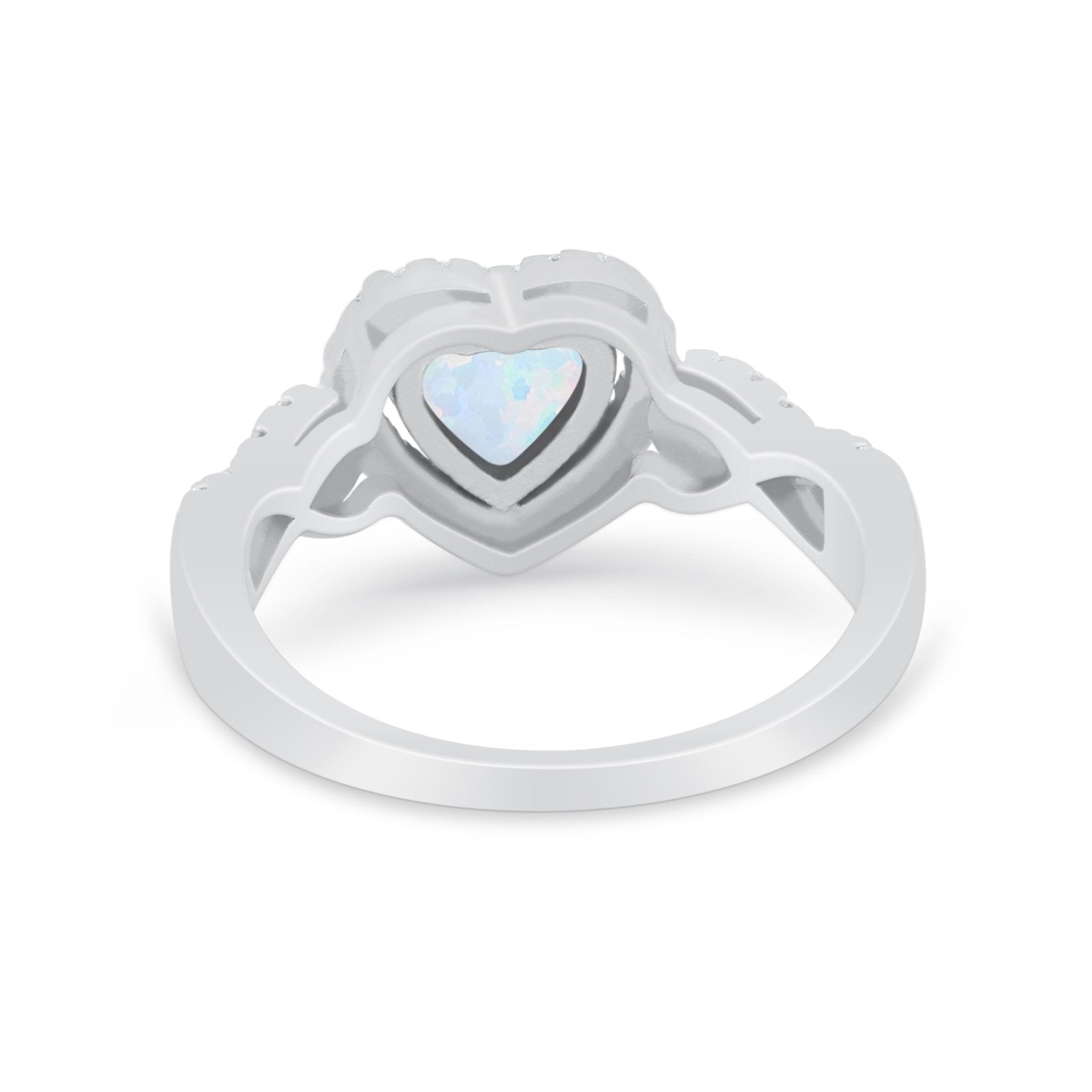 Heart Promise Ring Round Simulated Cubic Zirconia  925 Sterling Silver