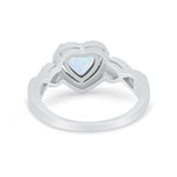 Heart Promise Ring Round Simulated Cubic Zirconia  925 Sterling Silver