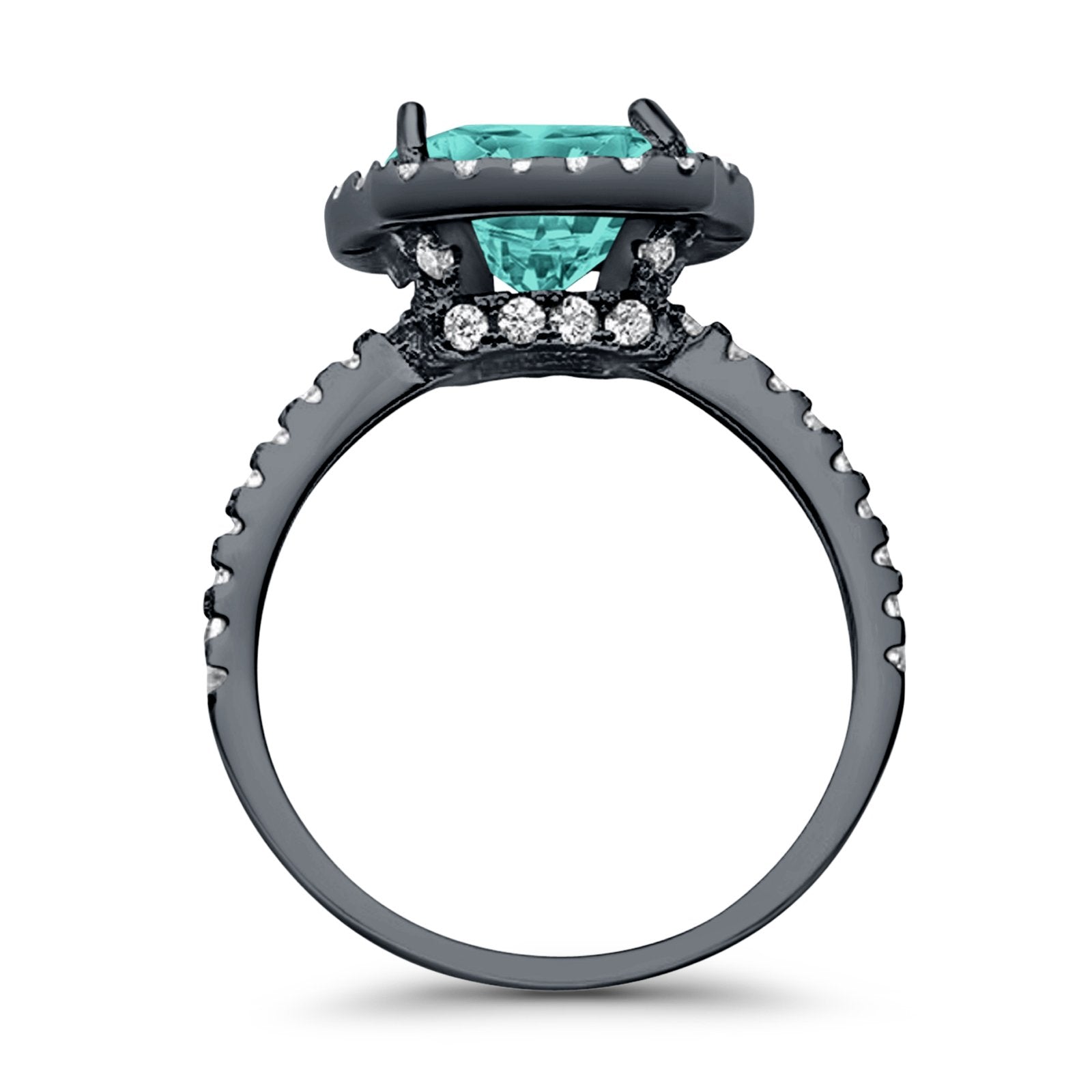 Engagement Ring Solitaire Cushion Simulated Cubic Zirconia 925 Sterling Silver