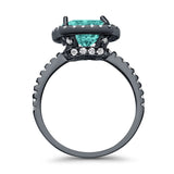 Engagement Ring Solitaire Cushion Simulated Cubic Zirconia 925 Sterling Silver