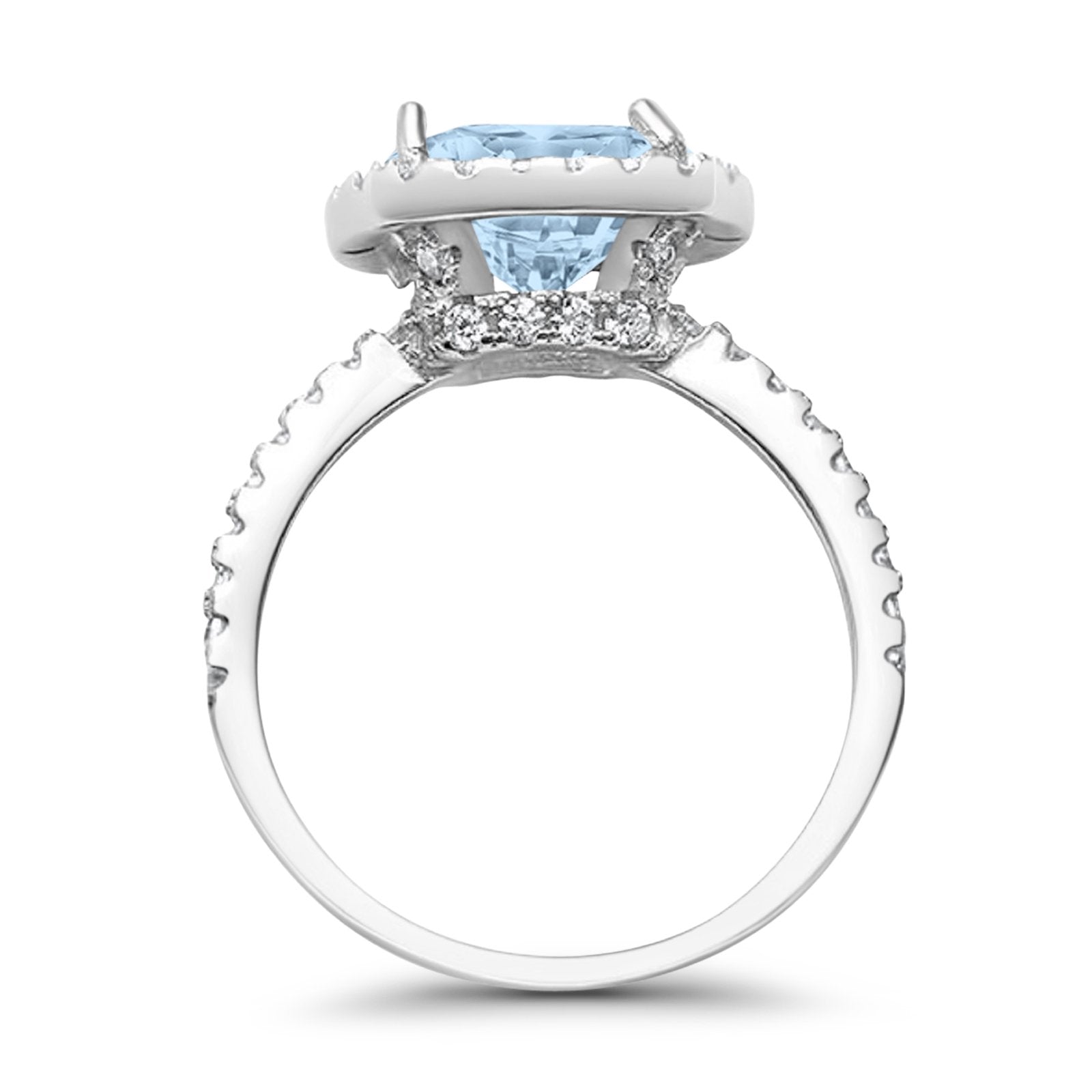 Engagement Ring Solitaire Cushion Simulated Cubic Zirconia 925 Sterling Silver