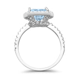 Engagement Ring Solitaire Cushion Simulated Cubic Zirconia 925 Sterling Silver