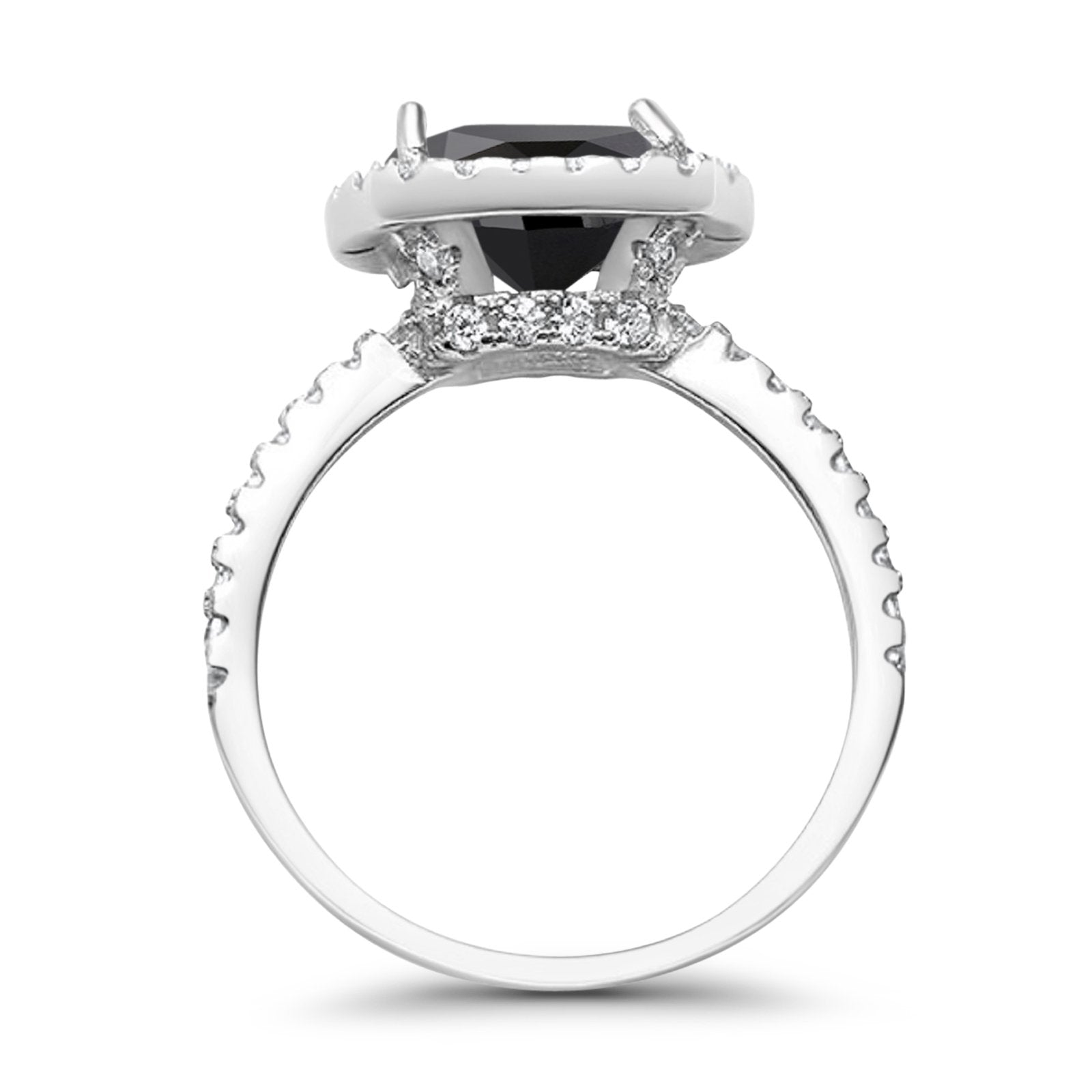 Engagement Ring Solitaire Cushion Simulated Cubic Zirconia 925 Sterling Silver