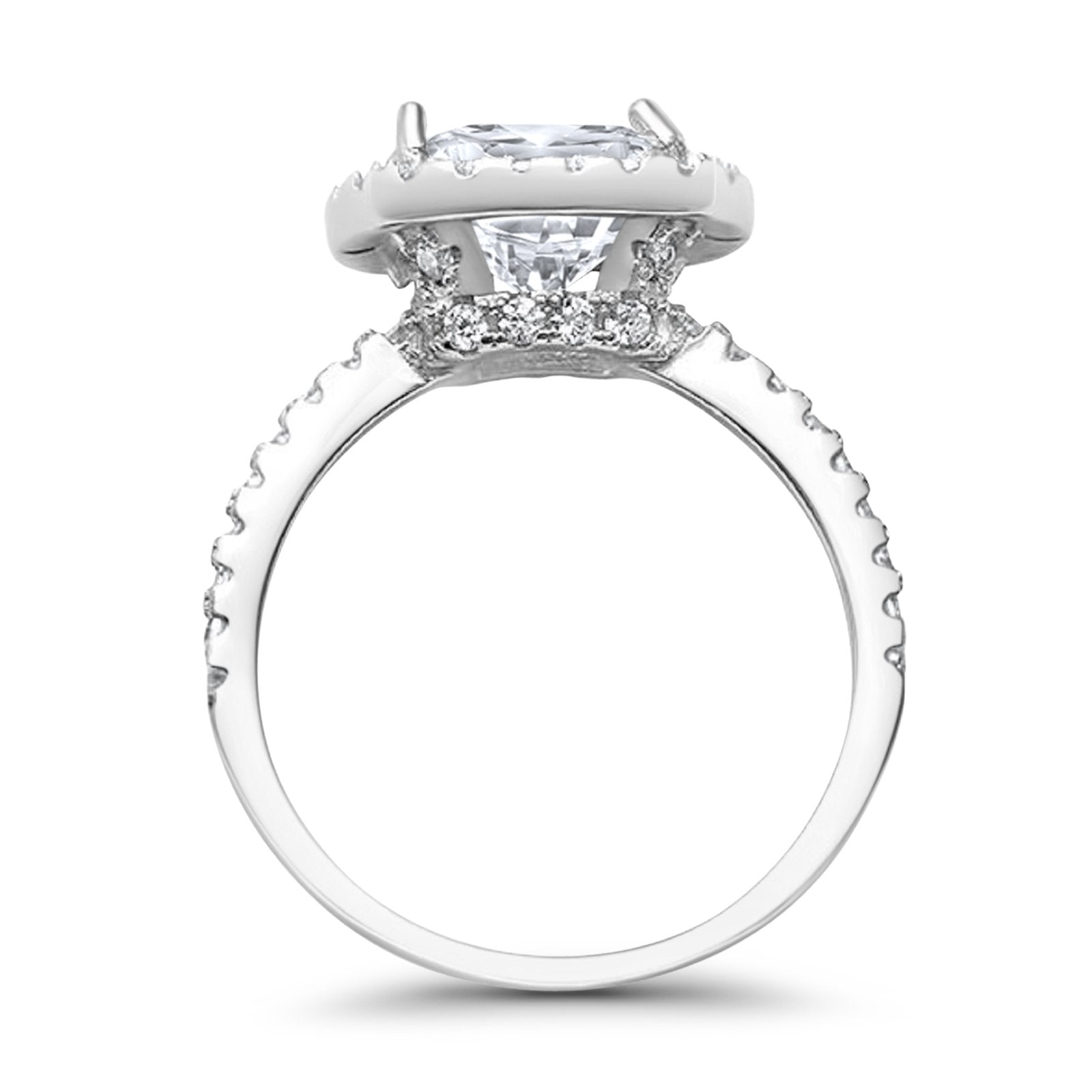 Engagement Ring Solitaire Cushion Simulated Cubic Zirconia 925 Sterling Silver
