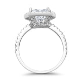 Engagement Ring Solitaire Cushion Simulated Cubic Zirconia 925 Sterling Silver