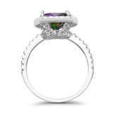 Engagement Ring Solitaire Cushion Simulated Cubic Zirconia 925 Sterling Silver