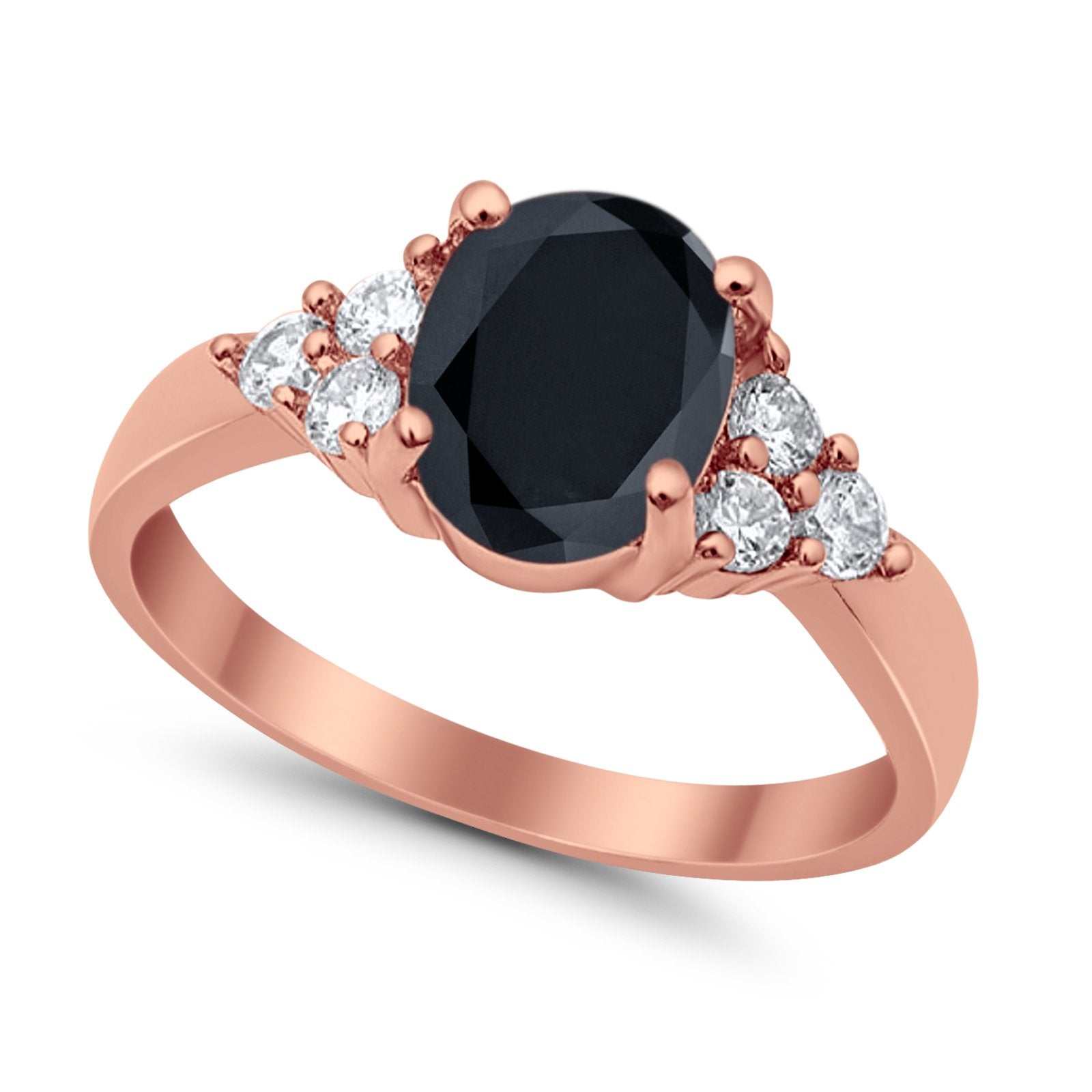 Solitaire Oval Three Stone Simulated Cubic Zirconia 925 Sterling Silver
