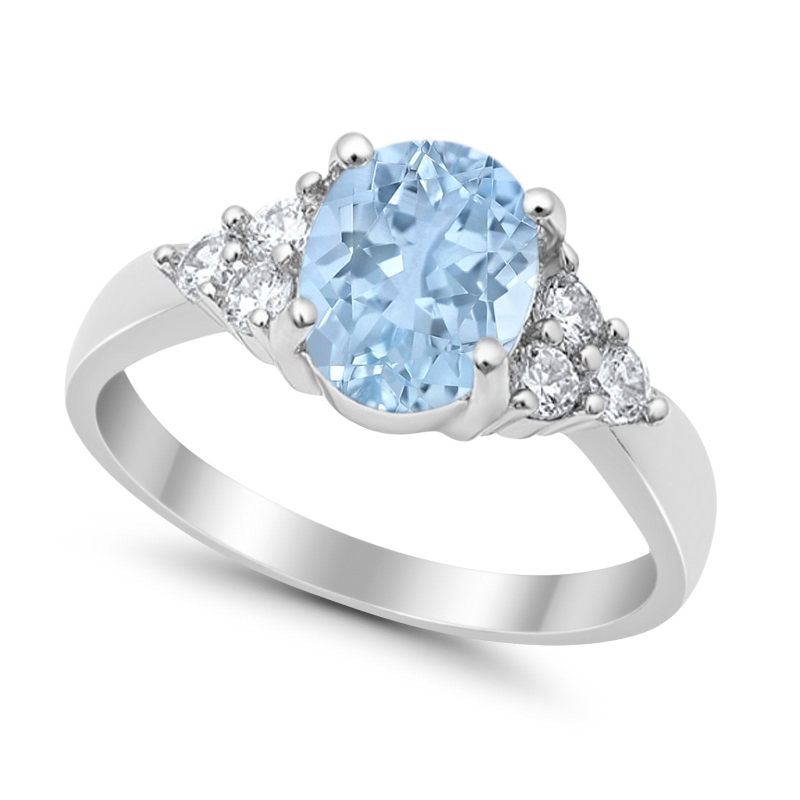 Solitaire Oval Three Stone Simulated Cubic Zirconia 925 Sterling Silver