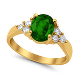 Solitaire Oval Three Stone Simulated Cubic Zirconia 925 Sterling Silver