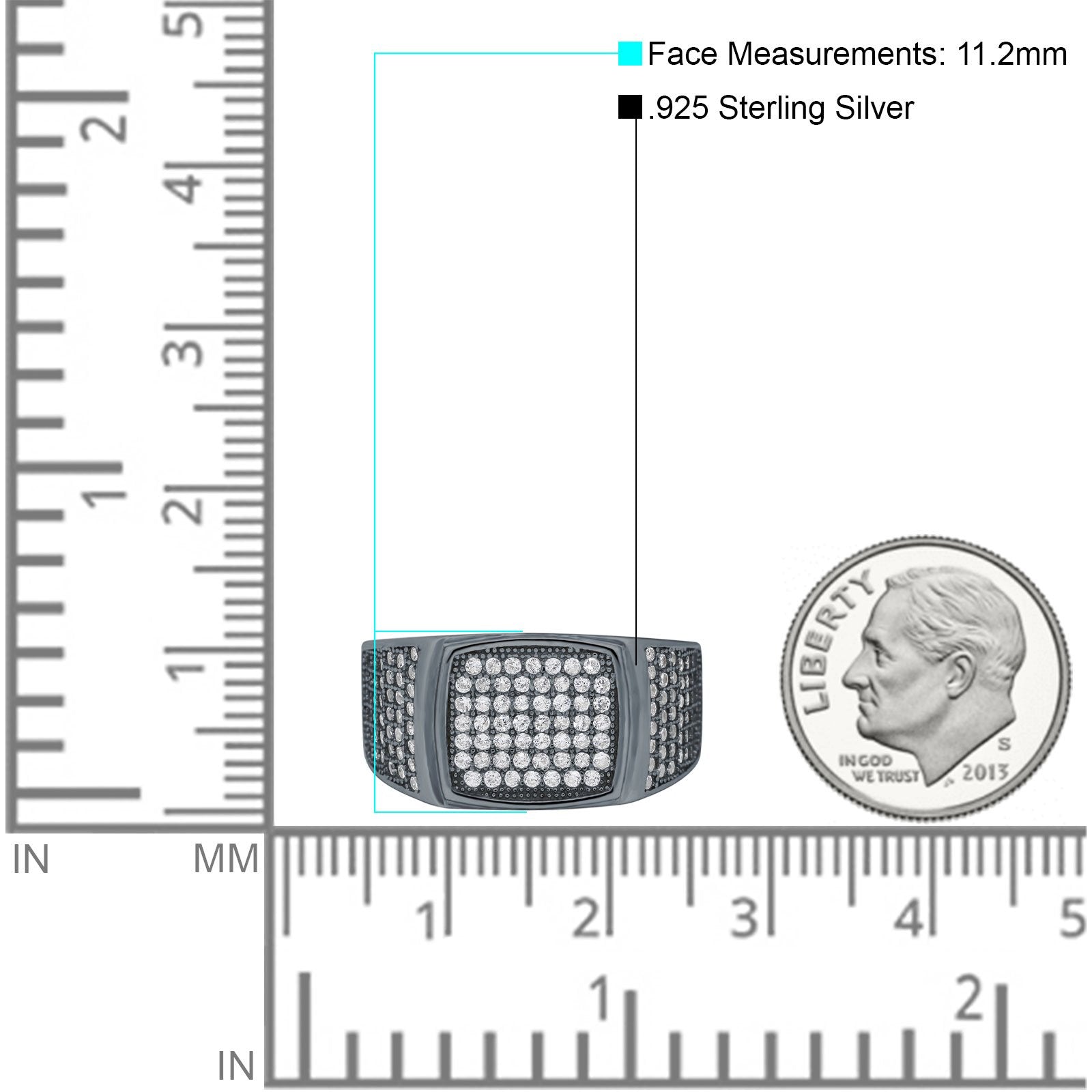 Hip Hop Ring Ice Micro Pave Round Eternity Simulated CZ 925 Sterling Silver