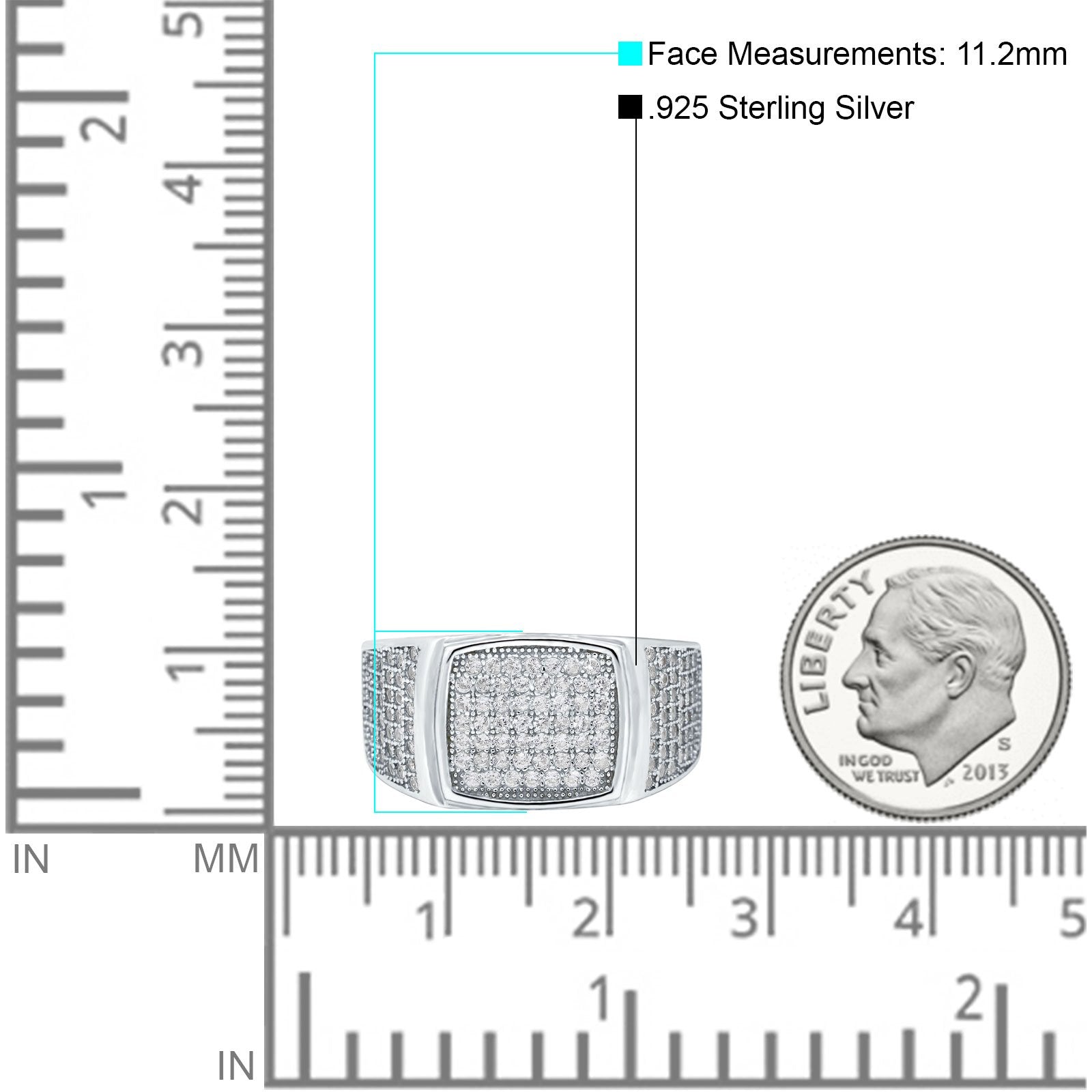 Hip Hop Ring Ice Micro Pave Round Eternity Simulated CZ 925 Sterling Silver