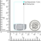 Hip Hop Ring Ice Micro Pave Round Eternity Simulated CZ 925 Sterling Silver