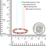 Full Eternity 2.5mm Wedding Stackable Band Ring Round Simulated Cubic Zirconia 925 Sterling Silver